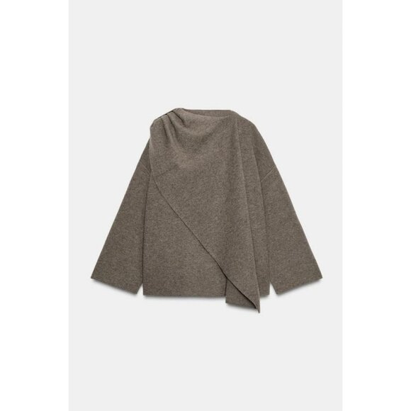 ZARA SHORT KNIT COAT WITH SCARF - Picture 1 of 7